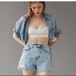 Stonewash BDG A-Line Cutoff Frayed Denim Shorts - Size 28